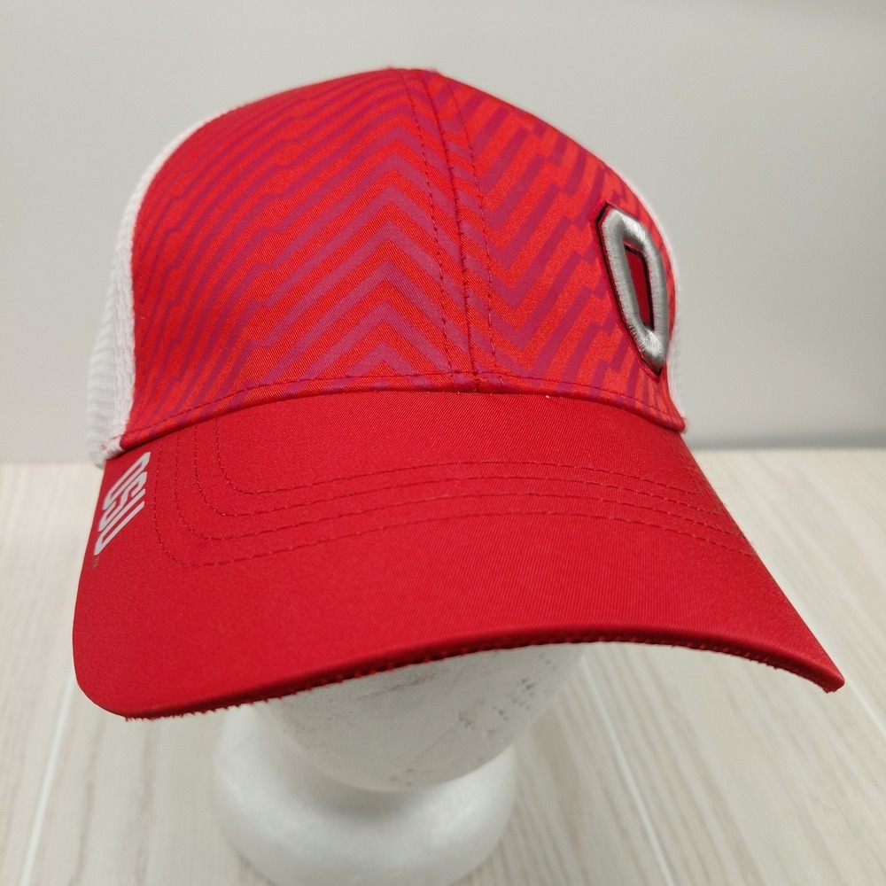 FAN1 Ohio State OSU Buckeyes 3D Logo‎ Chevron Hat Backstrap Red White Mesh